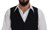 Elegant Black Single-Breasted Dress Vest sold by Louxly