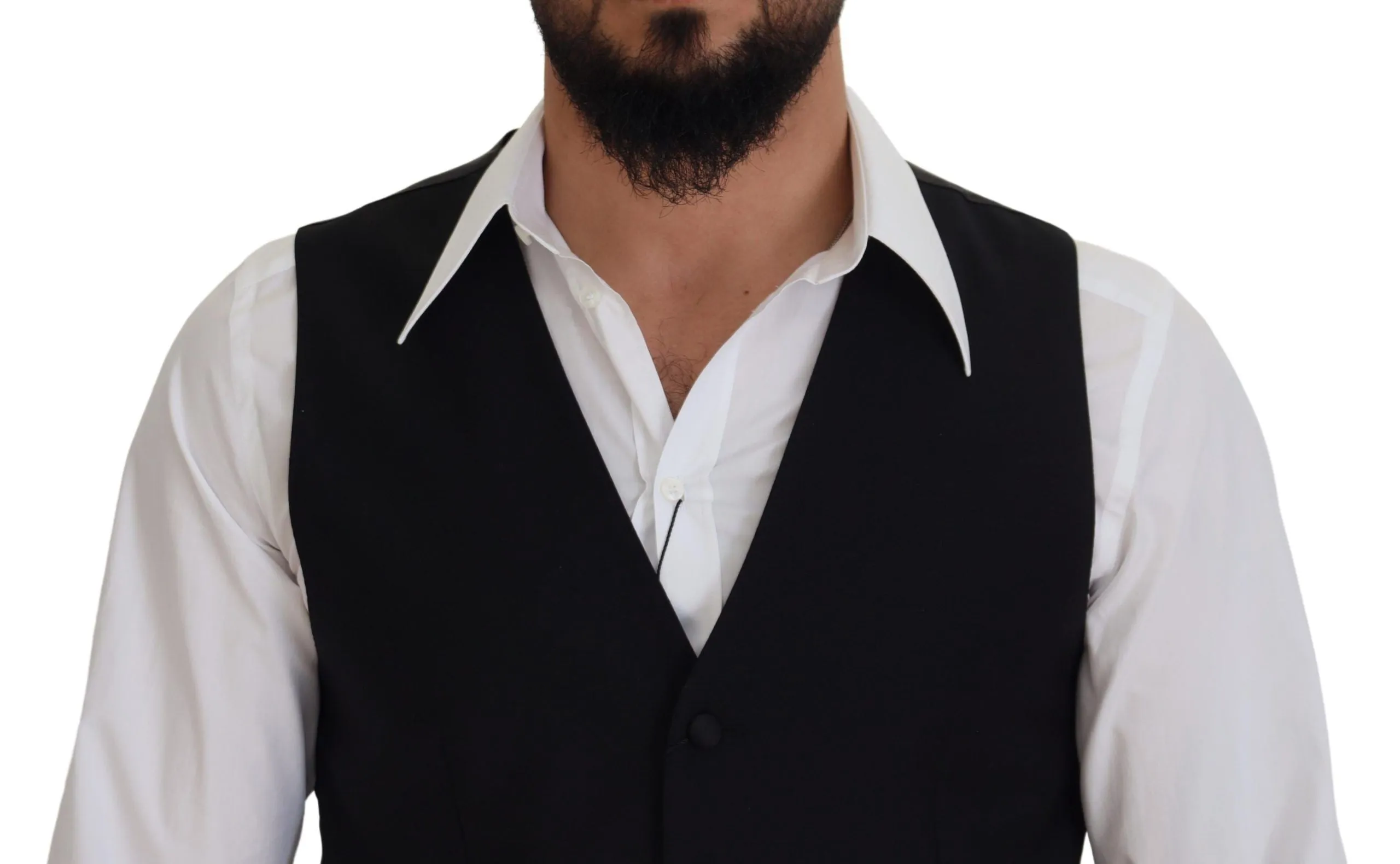 Elegant Black Single-Breasted Dress Vest sold by Louxly product image thumbnail 4