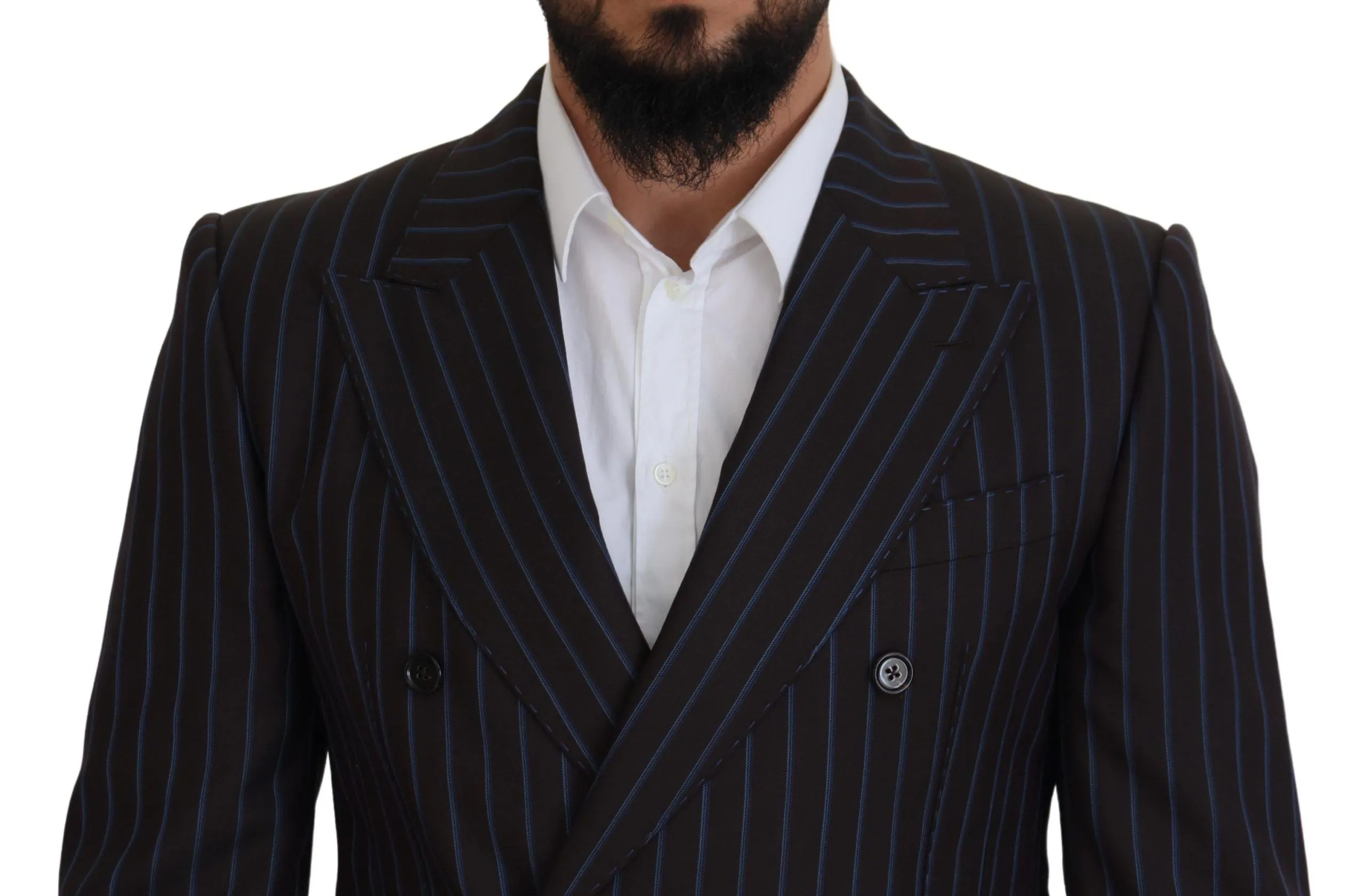 Elegant Black Striped Virgin Wool Suit sold by Louxly product image thumbnail 4