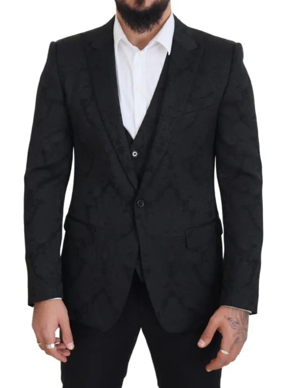 Elegant Black Martini Suit Jacket & Vest Ensemble sold by Louxly