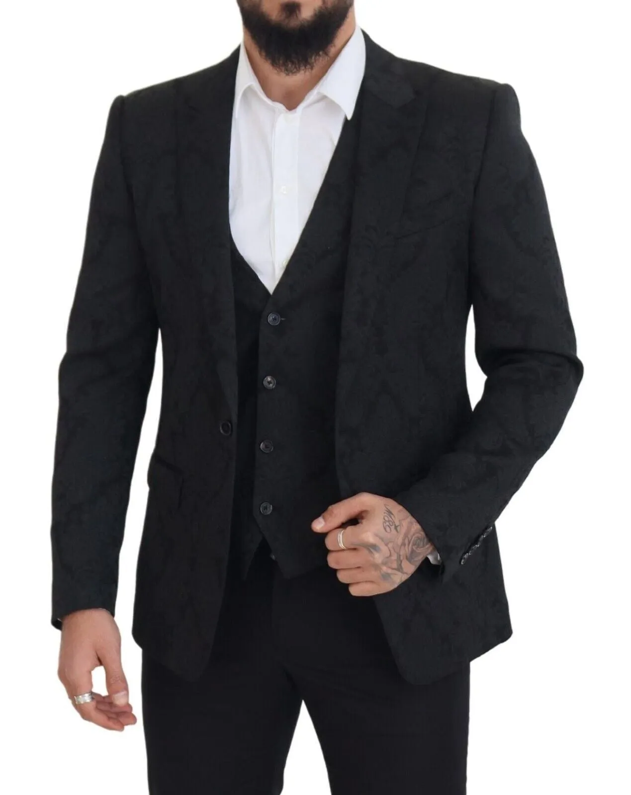 Elegant Black Martini Suit Jacket & Vest Ensemble sold by Louxly product image thumbnail 5