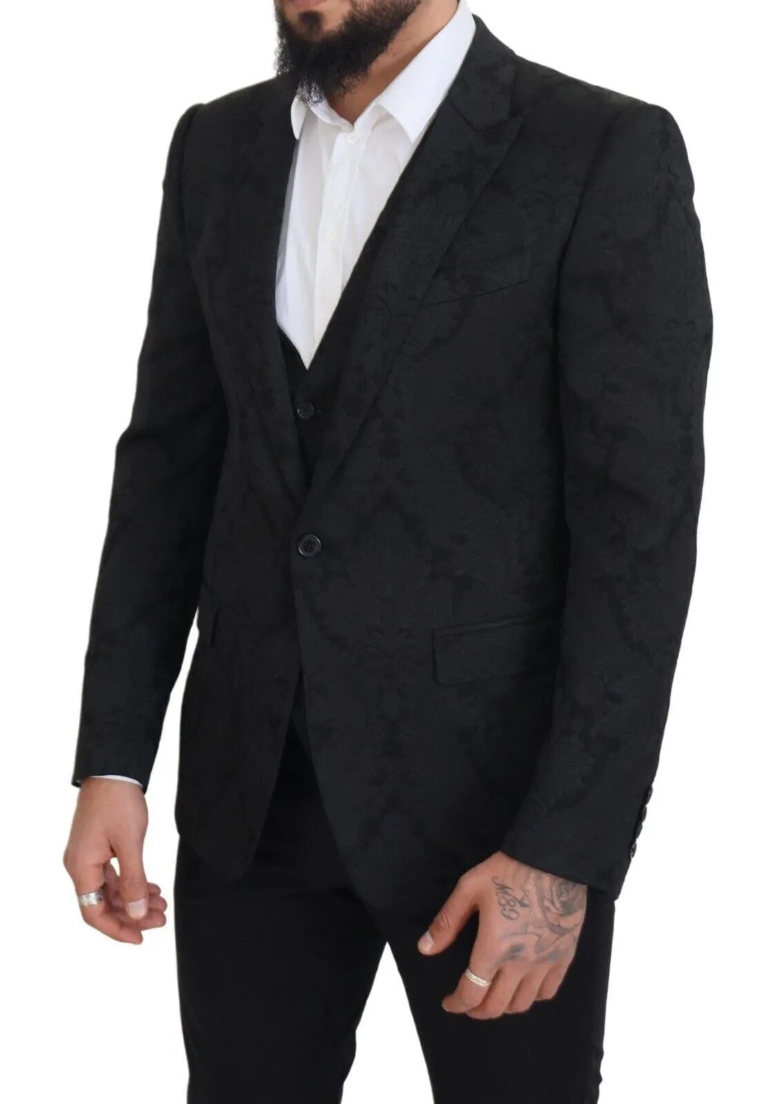 Elegant Black Martini Suit Jacket & Vest Ensemble sold by Louxly product image thumbnail 2