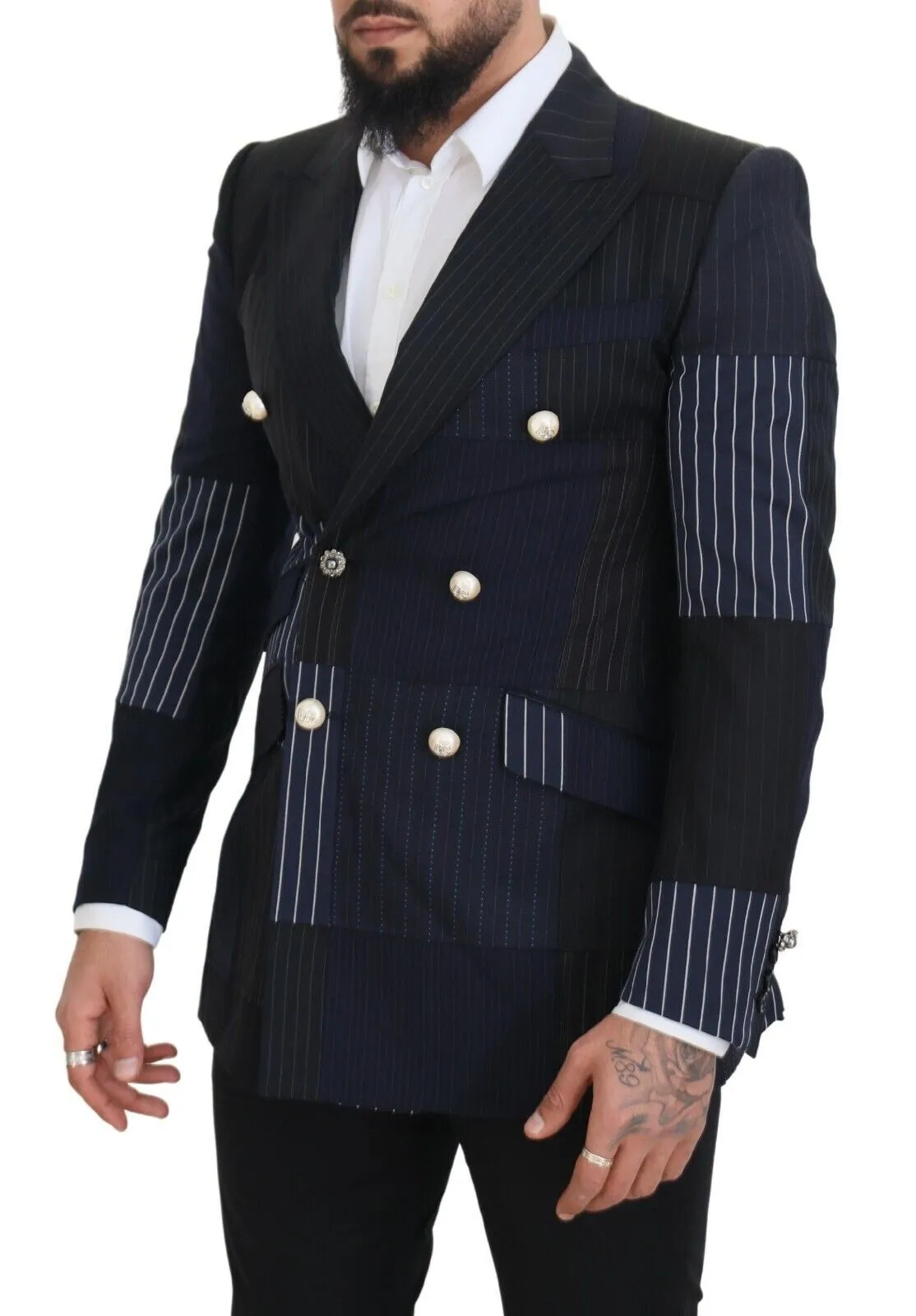 Elegant Navy Double Breasted Wool Blazer sold by Louxly product image thumbnail 2