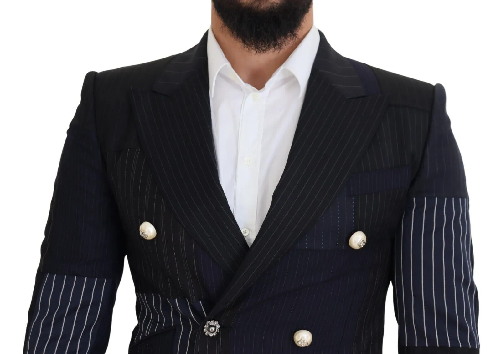 Elegant Navy Double Breasted Wool Blazer sold by Louxly product image thumbnail 4