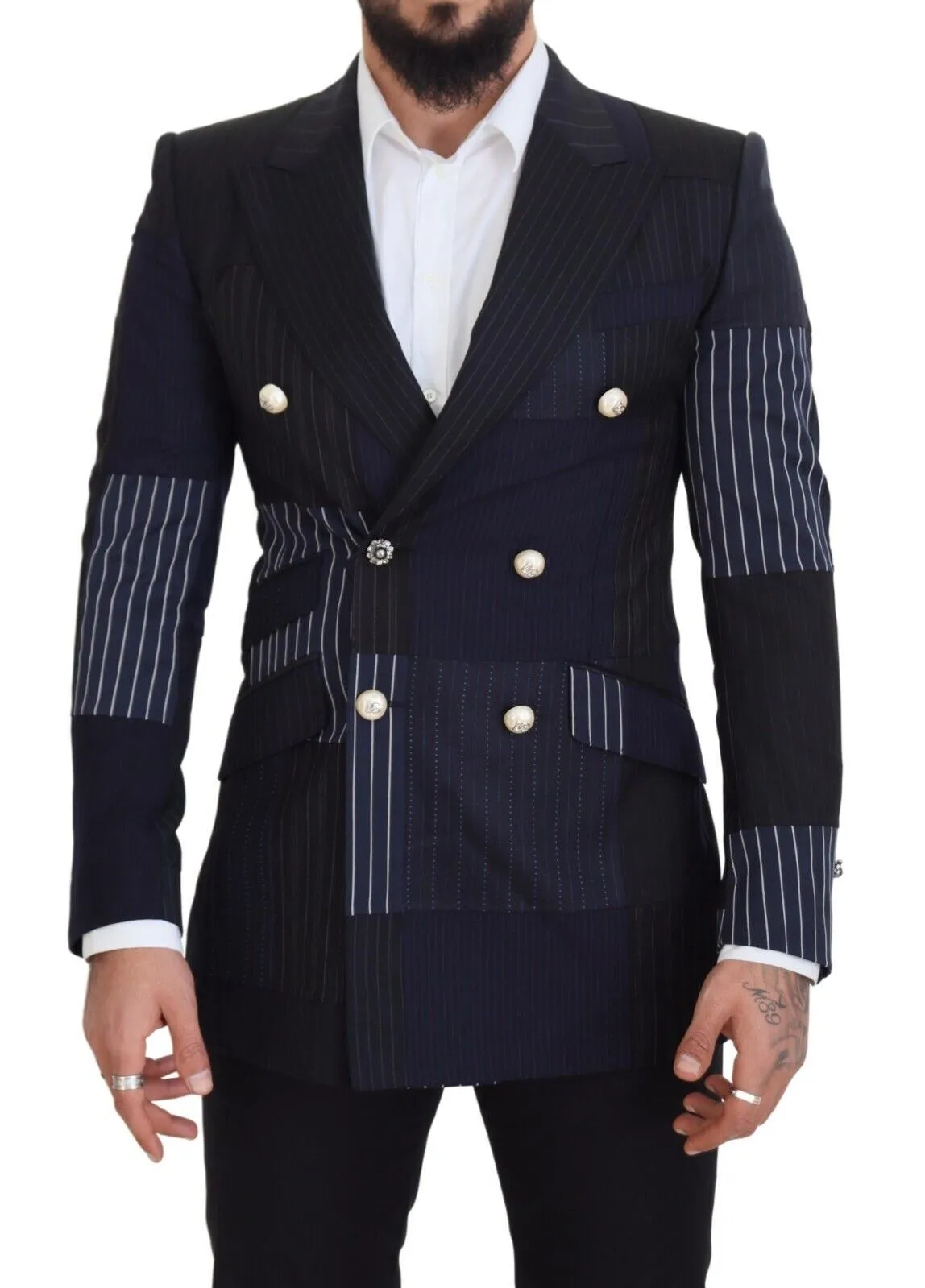 Elegant Navy Double Breasted Wool Blazer sold by Louxly