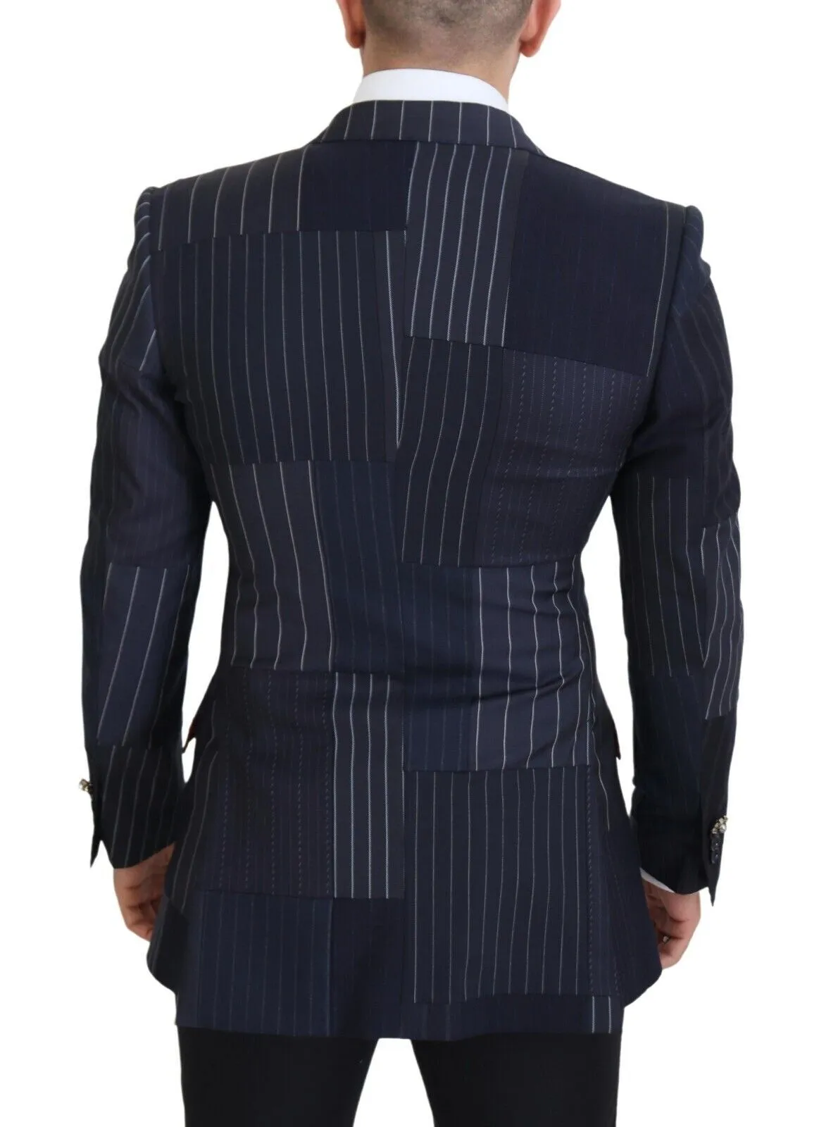 Navy Blue Double Breasted Slim Fit Blazer sold by Louxly product image thumbnail 3