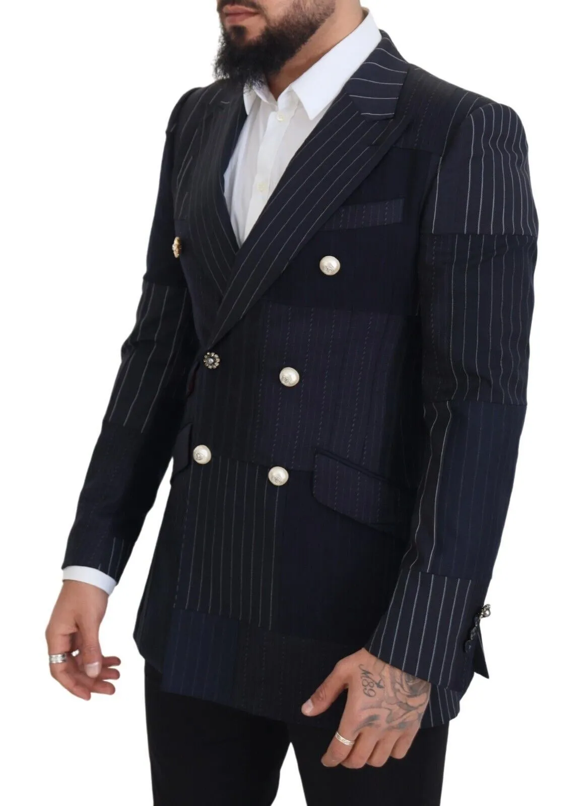 Navy Blue Double Breasted Slim Fit Blazer sold by Louxly product image thumbnail 2