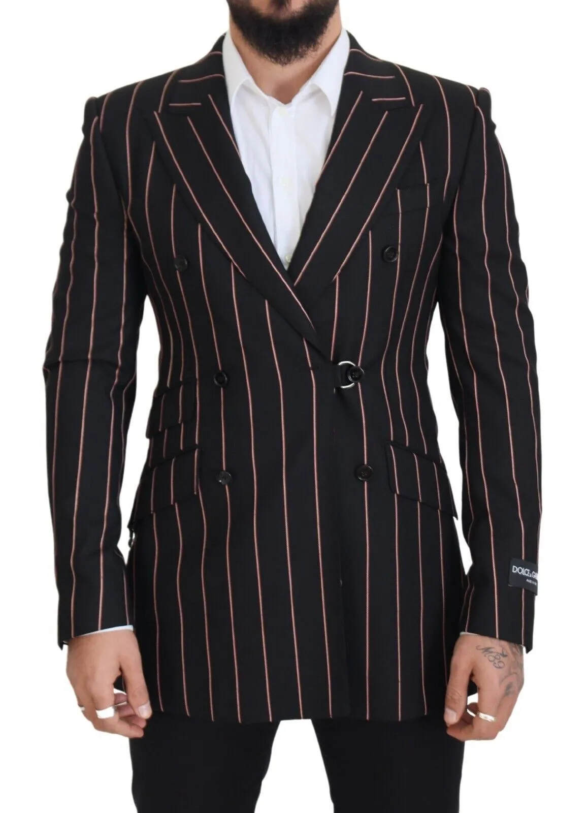 Elegant Slim Fit Double-Breasted Black Blazer sold by Louxly