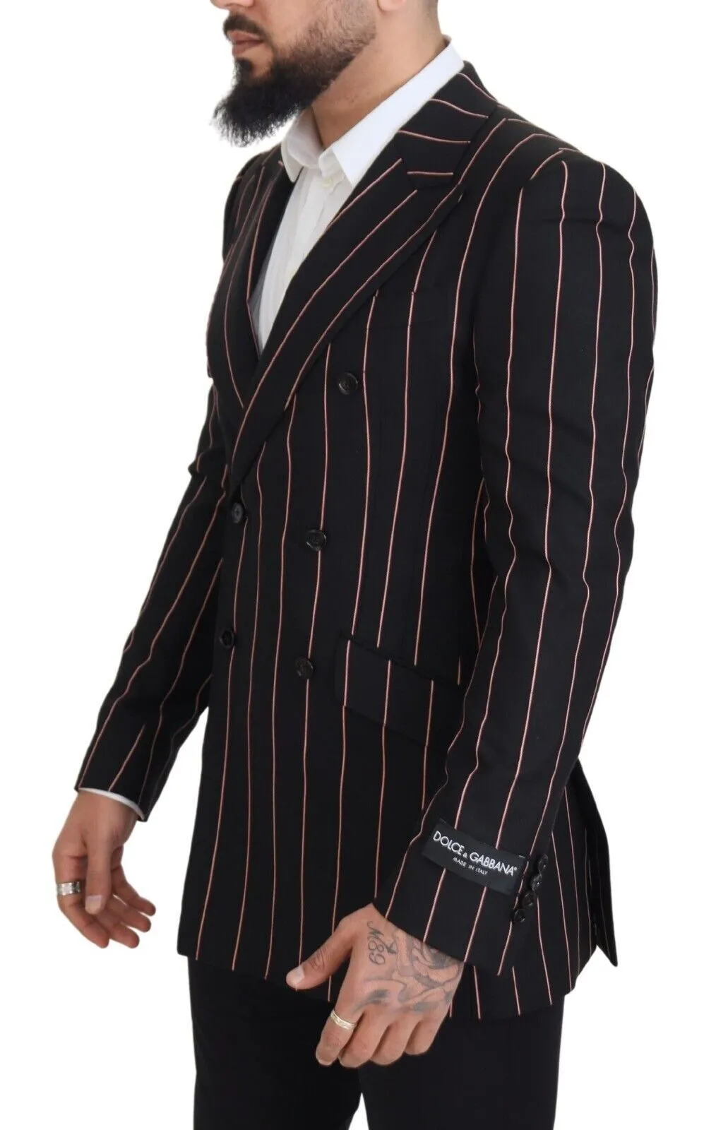 Elegant Slim Fit Double-Breasted Black Blazer sold by Louxly product image thumbnail 2
