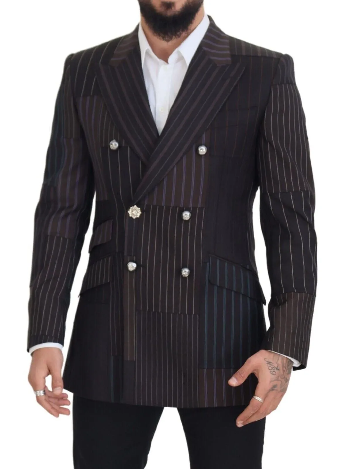 Multicolor Wool Silk Blend Slim Fit Blazer sold by Louxly product image thumbnail 5
