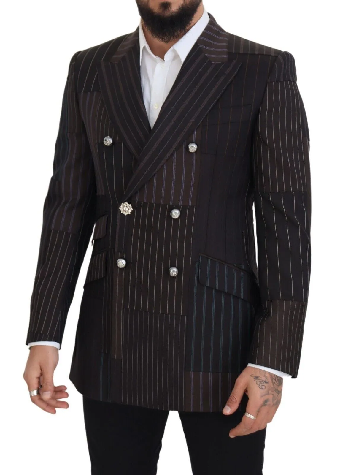 Multicolor Wool Silk Blend Slim Fit Blazer sold by Louxly product image thumbnail 2