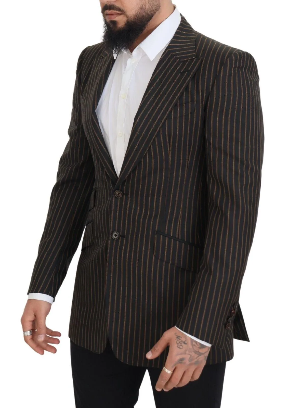 Elegant Striped Wool Blend Slim Blazer sold by Louxly product image thumbnail 2
