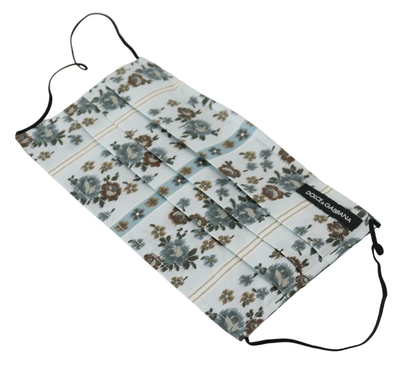 Chic White Floral Pleated Cotton Face Mask sold by Louxly product image thumbnail 4