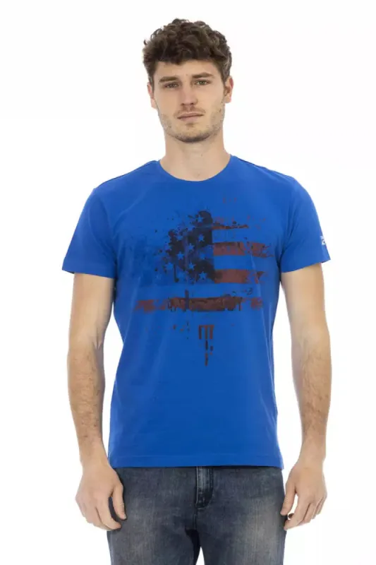 Blue Cotton Men's T-Shirt sold by Louxly