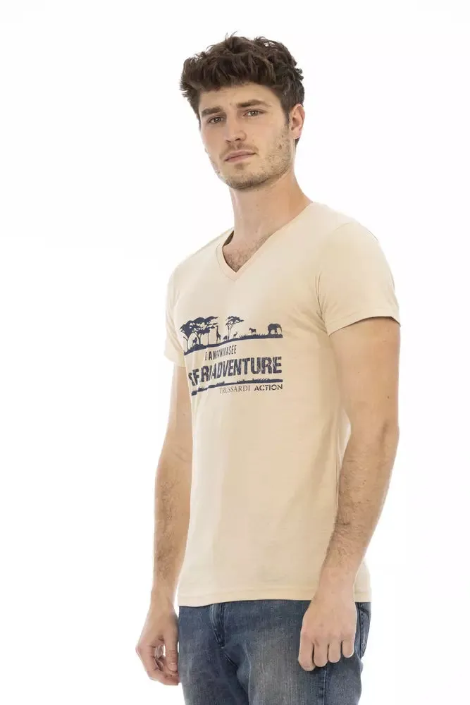 Beige Cotton Men T-Shirt sold by Louxly product image thumbnail 2