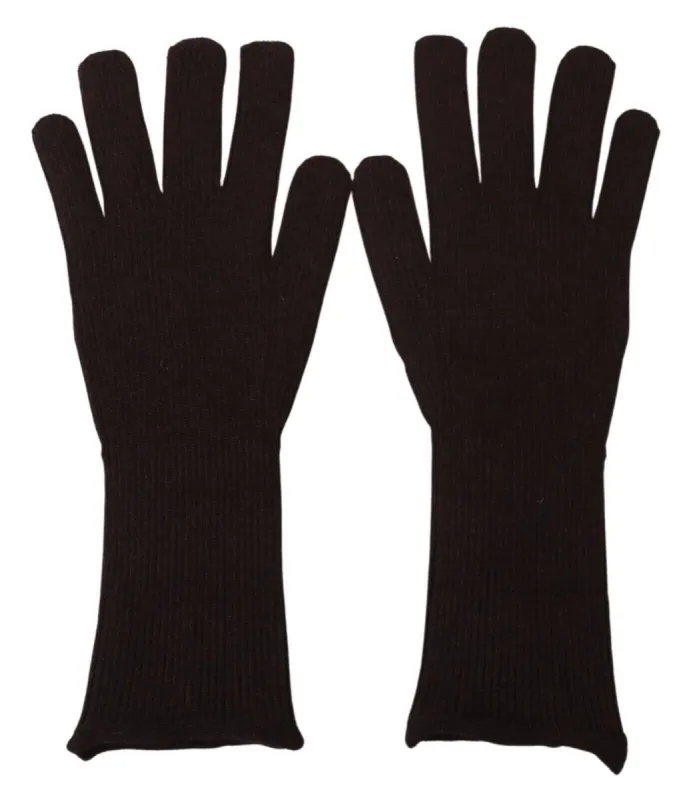 Elegant Silk Cashmere Brown Gloves sold by Louxly