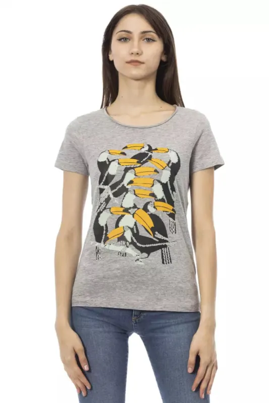 Gray Cotton Women Top sold by Louxly