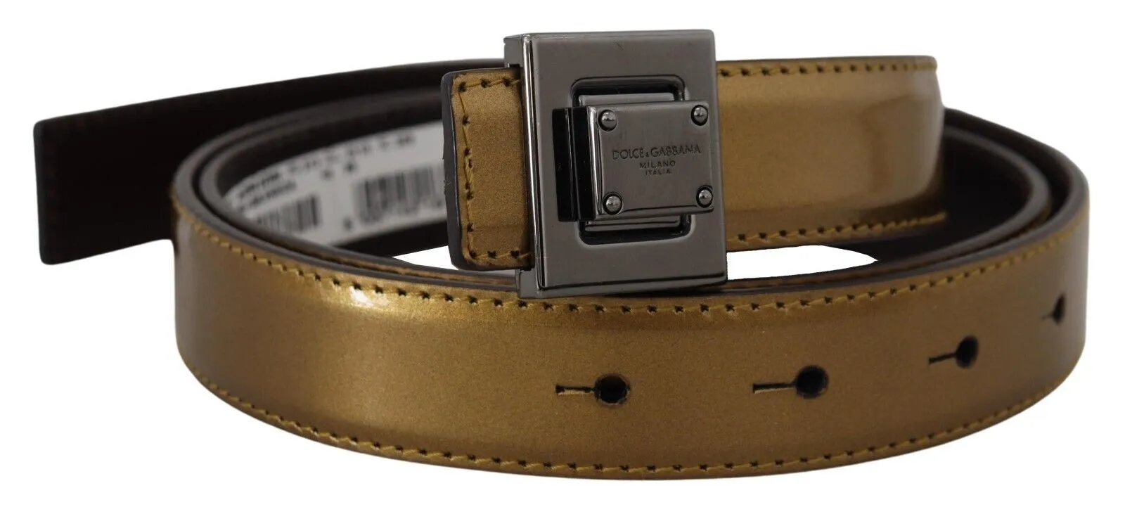 Gold Square Buckle Leather Belt sold by Louxly