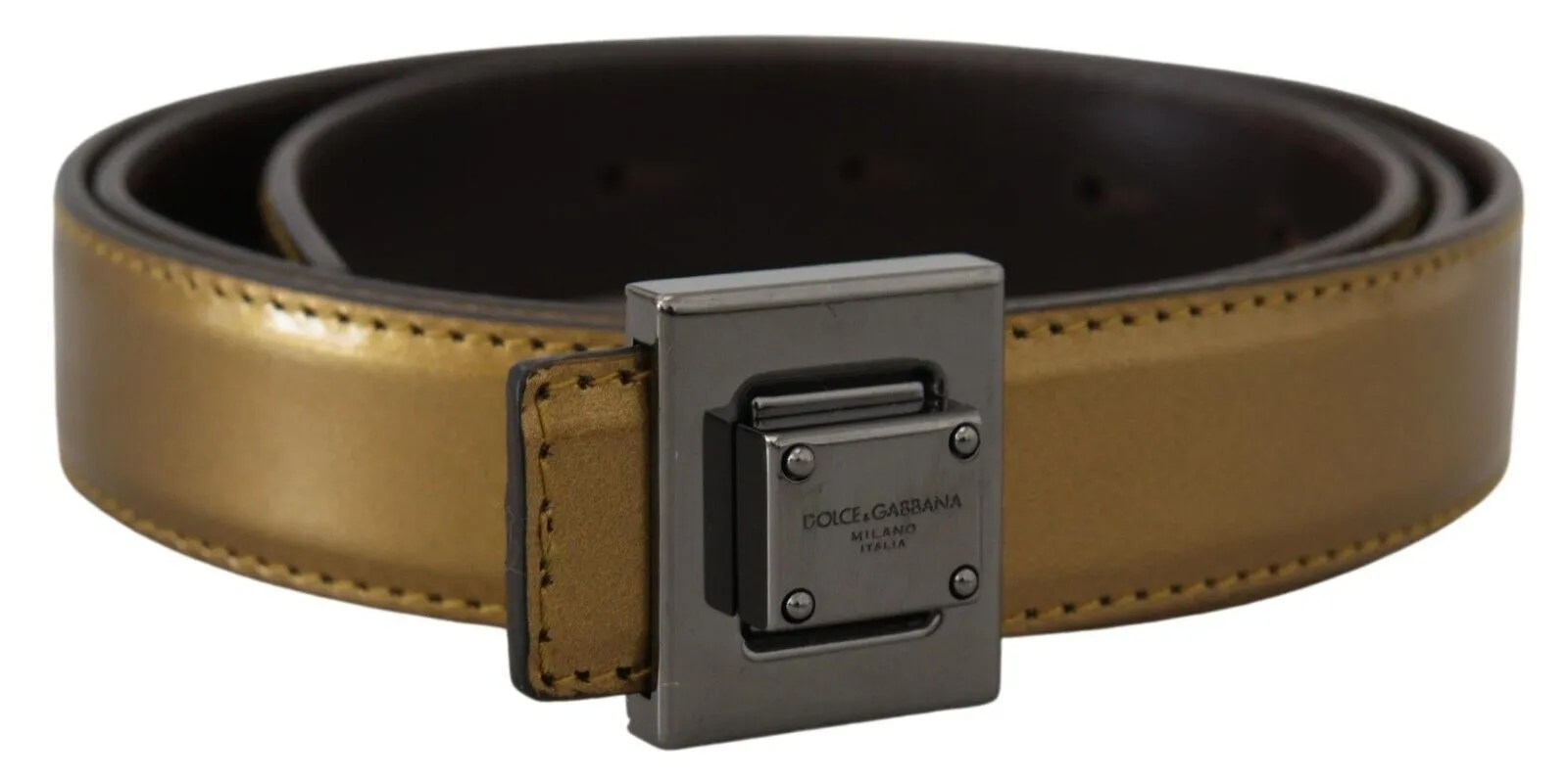 Gold Square Buckle Leather Belt sold by Louxly product image thumbnail 2