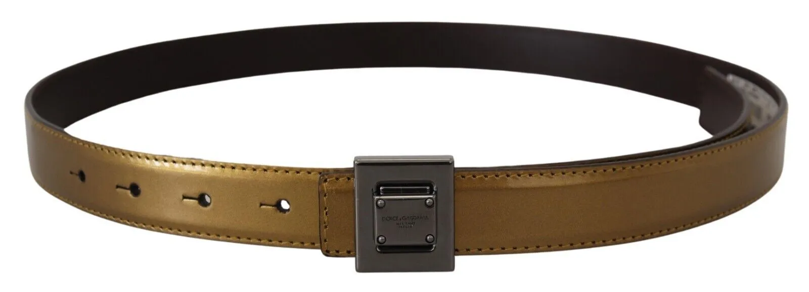 Gold Square Buckle Leather Belt sold by Louxly product image thumbnail 3