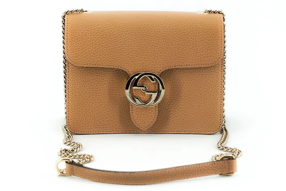 Elegant Beige Shoulder Bag with GG Snap sold by Louxly