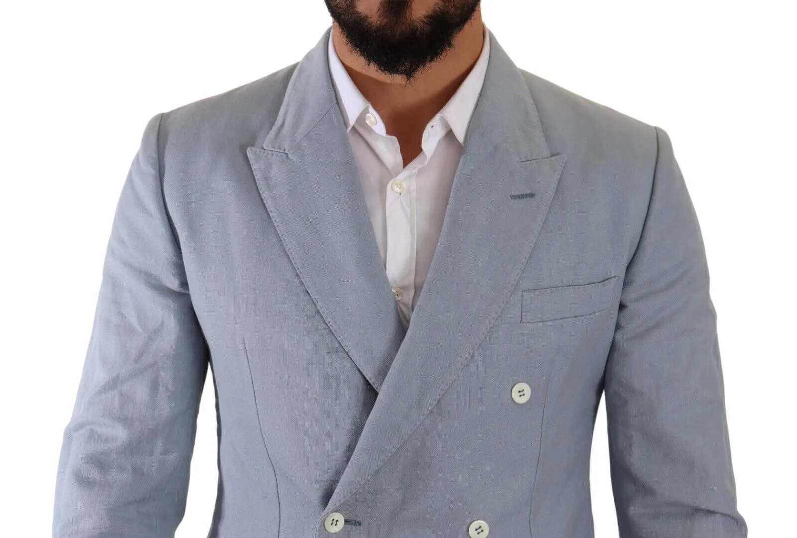 Elegant Slim Fit Light Blue Double Breasted Blazer sold by Louxly product image thumbnail 3