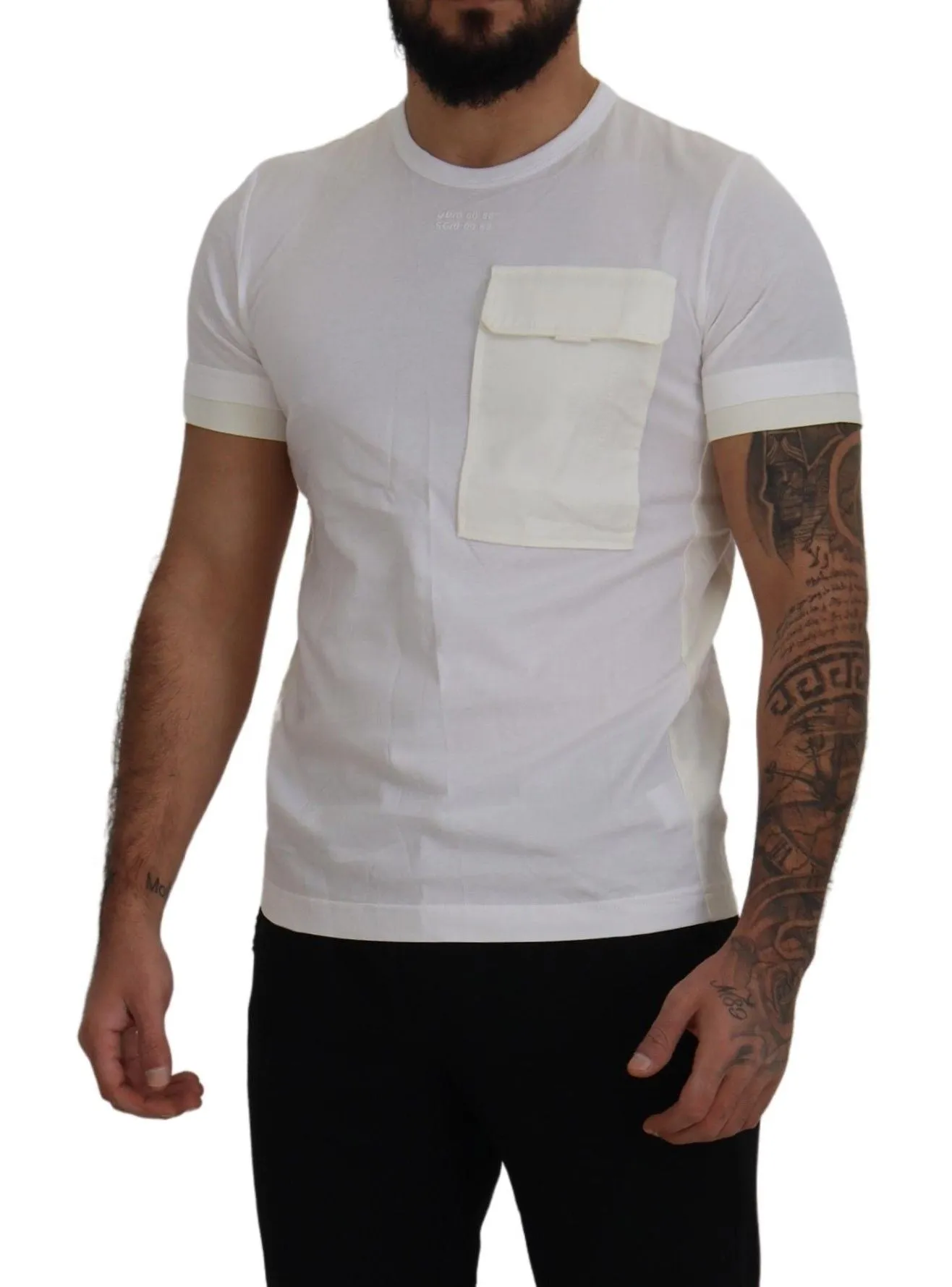 Elegant White Cotton Tee with DG Chest Pocket sold by Louxly product image thumbnail 5