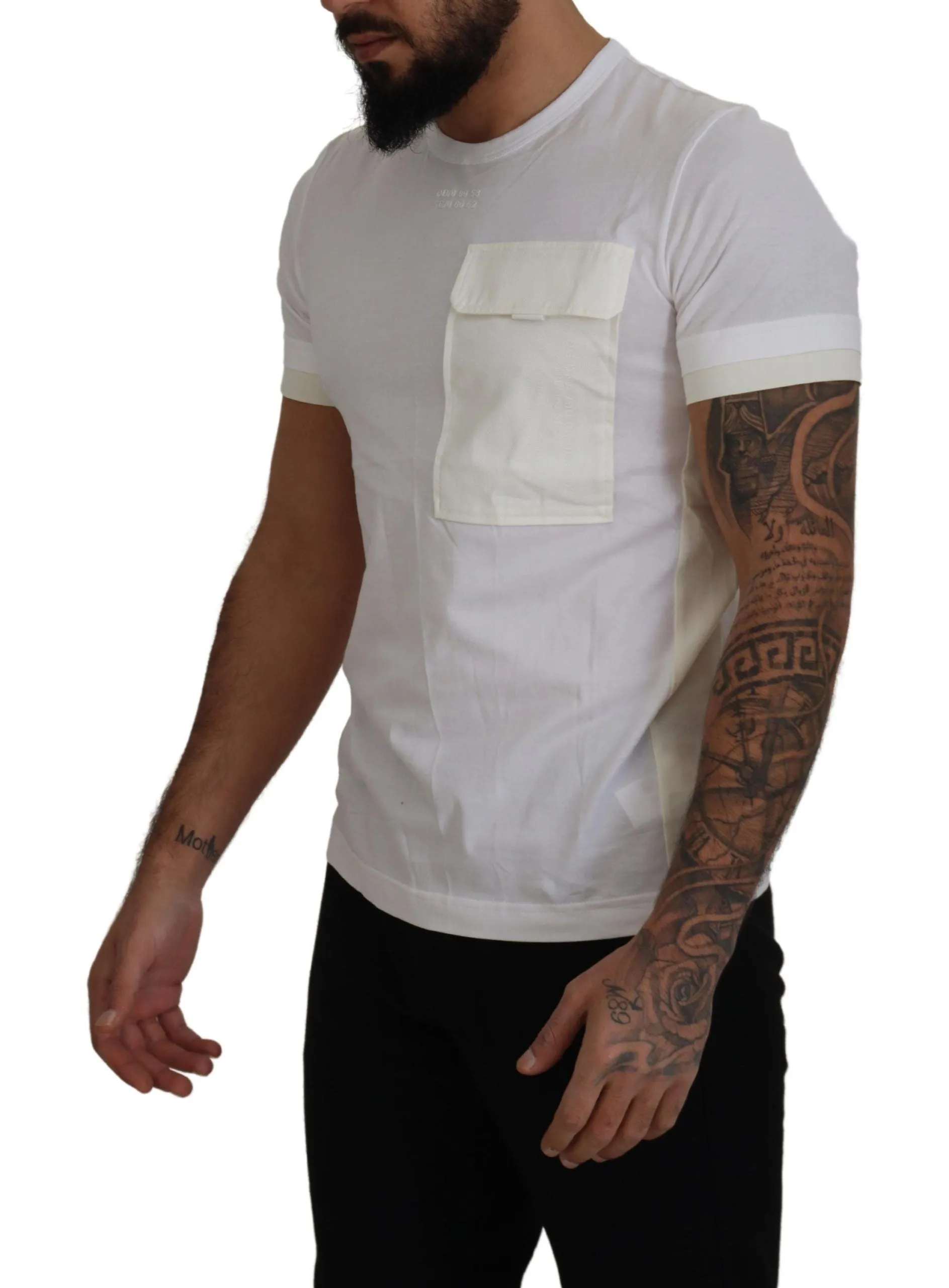 Elegant White Cotton Tee with DG Chest Pocket sold by Louxly product image thumbnail 2