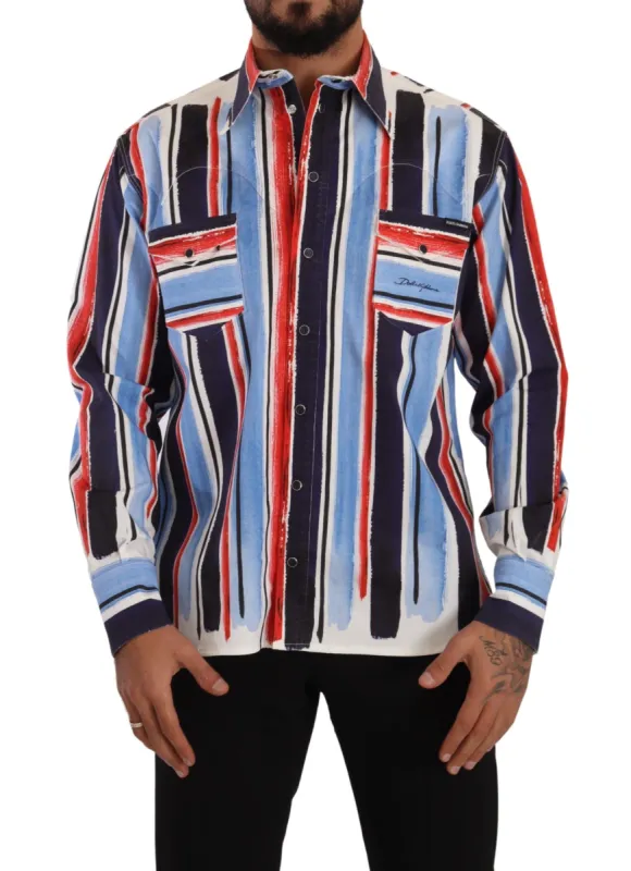 Elegant Striped Cotton Shirt with Pockets sold by Louxly