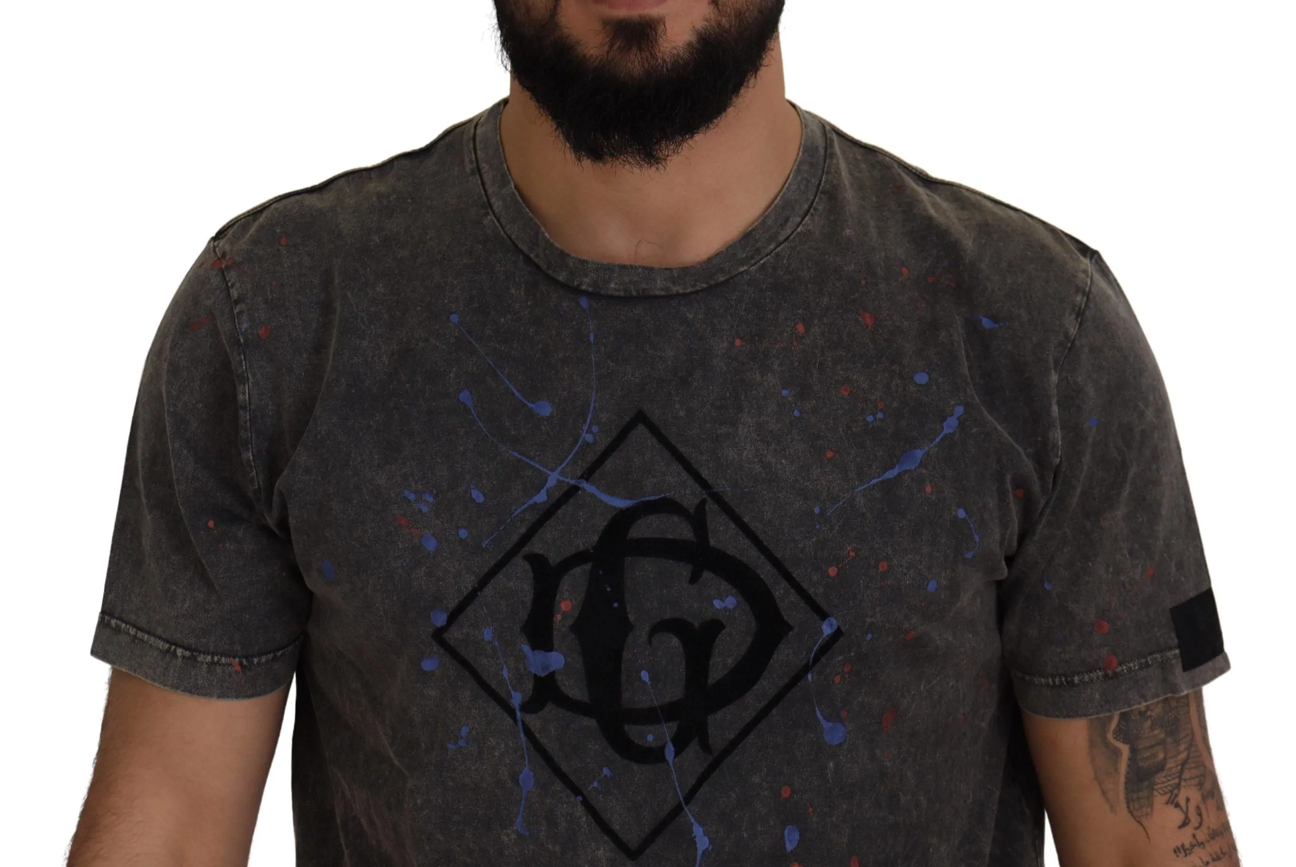 Elevated Grey Cotton Tee with Discolored DG Logo sold by Louxly product image thumbnail 4