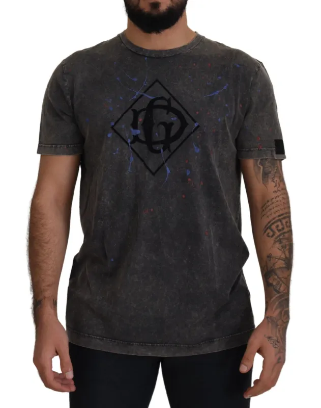 Elevated Grey Cotton Tee with Discolored DG Logo sold by Louxly