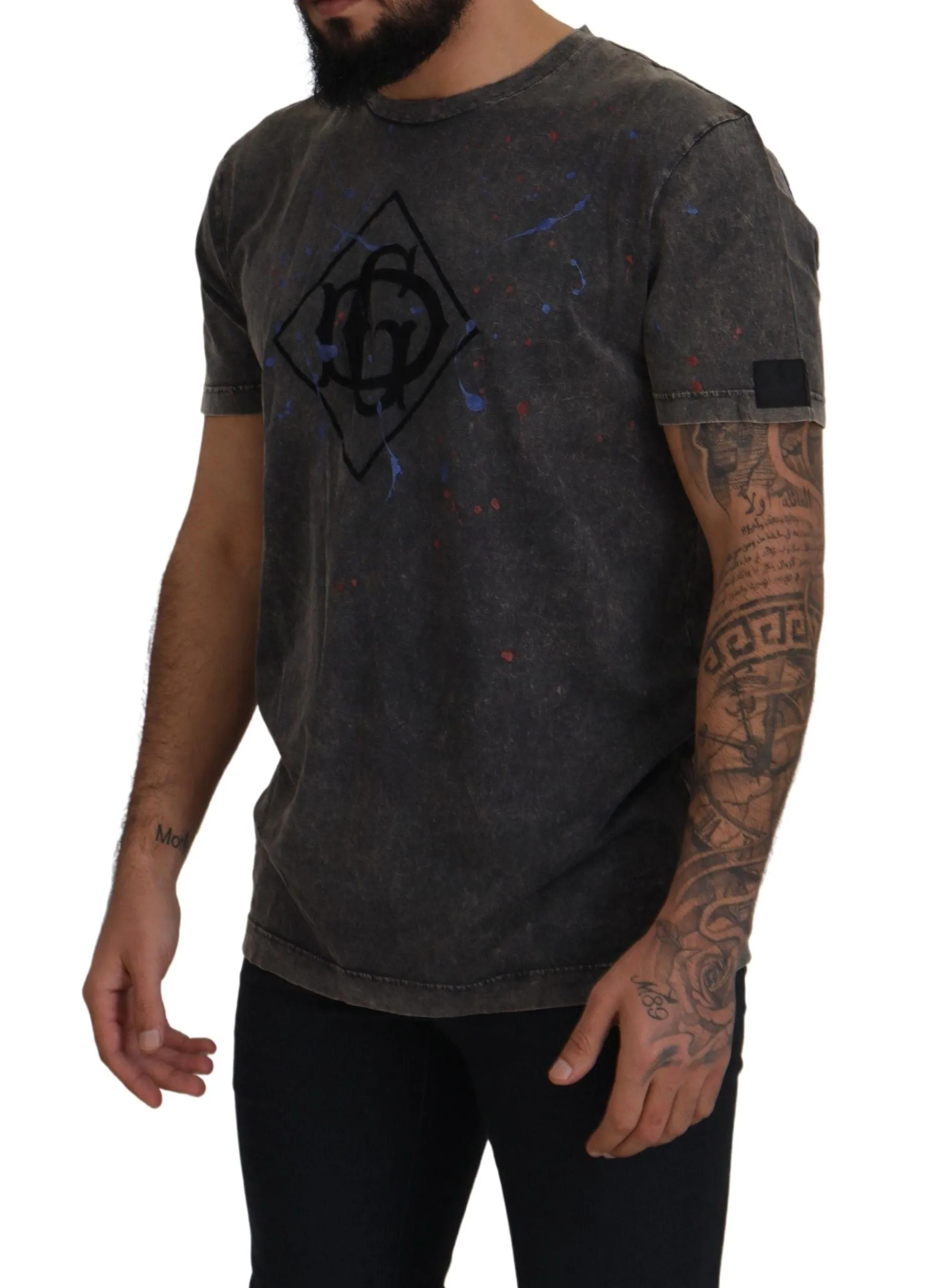 Elevated Grey Cotton Tee with Discolored DG Logo sold by Louxly product image thumbnail 2