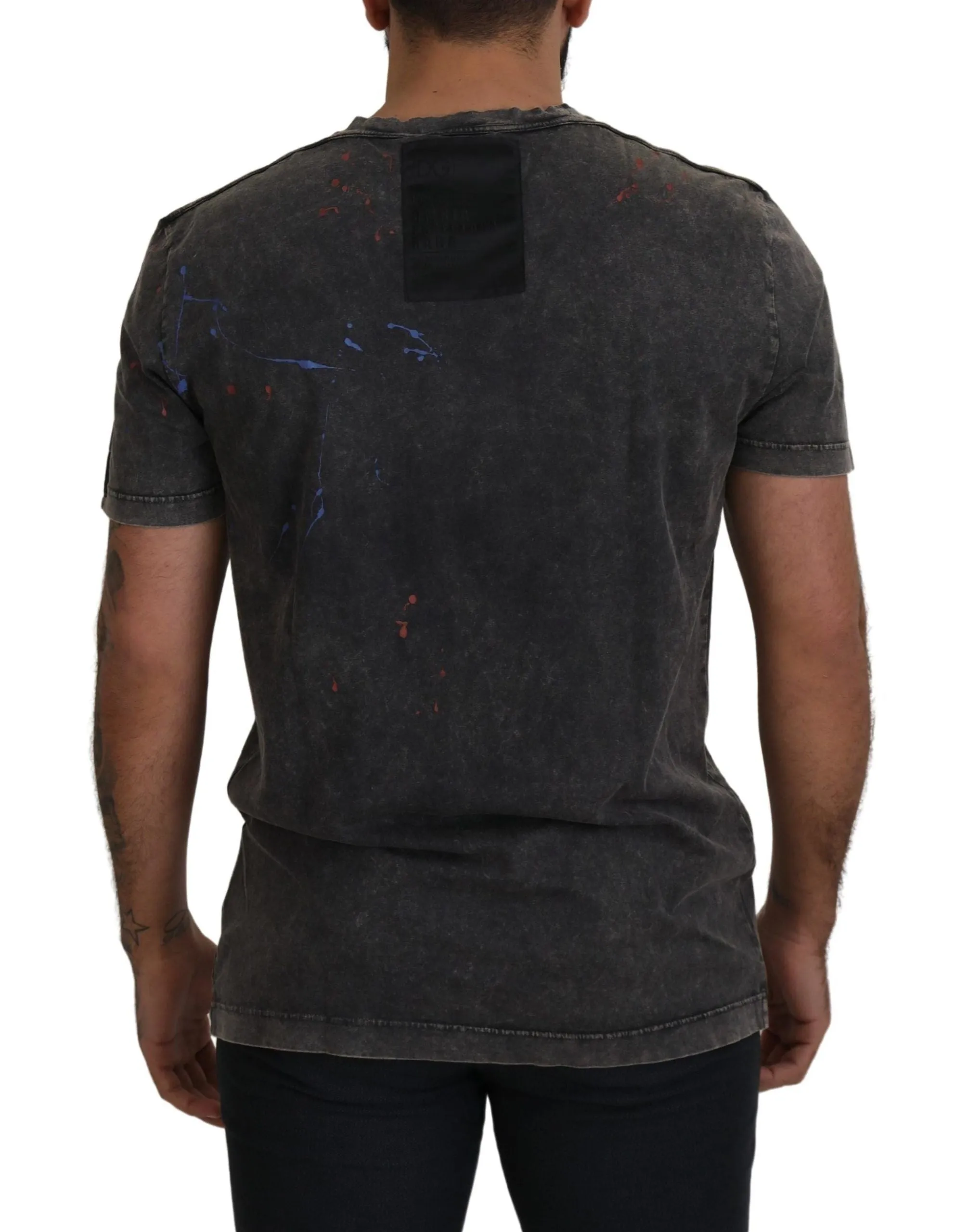 Elevated Grey Cotton Tee with Discolored DG Logo sold by Louxly product image thumbnail 3