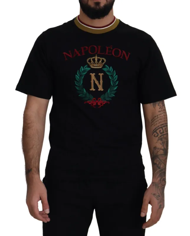 Iconic Black Cotton Crew Neck Tee sold by Louxly