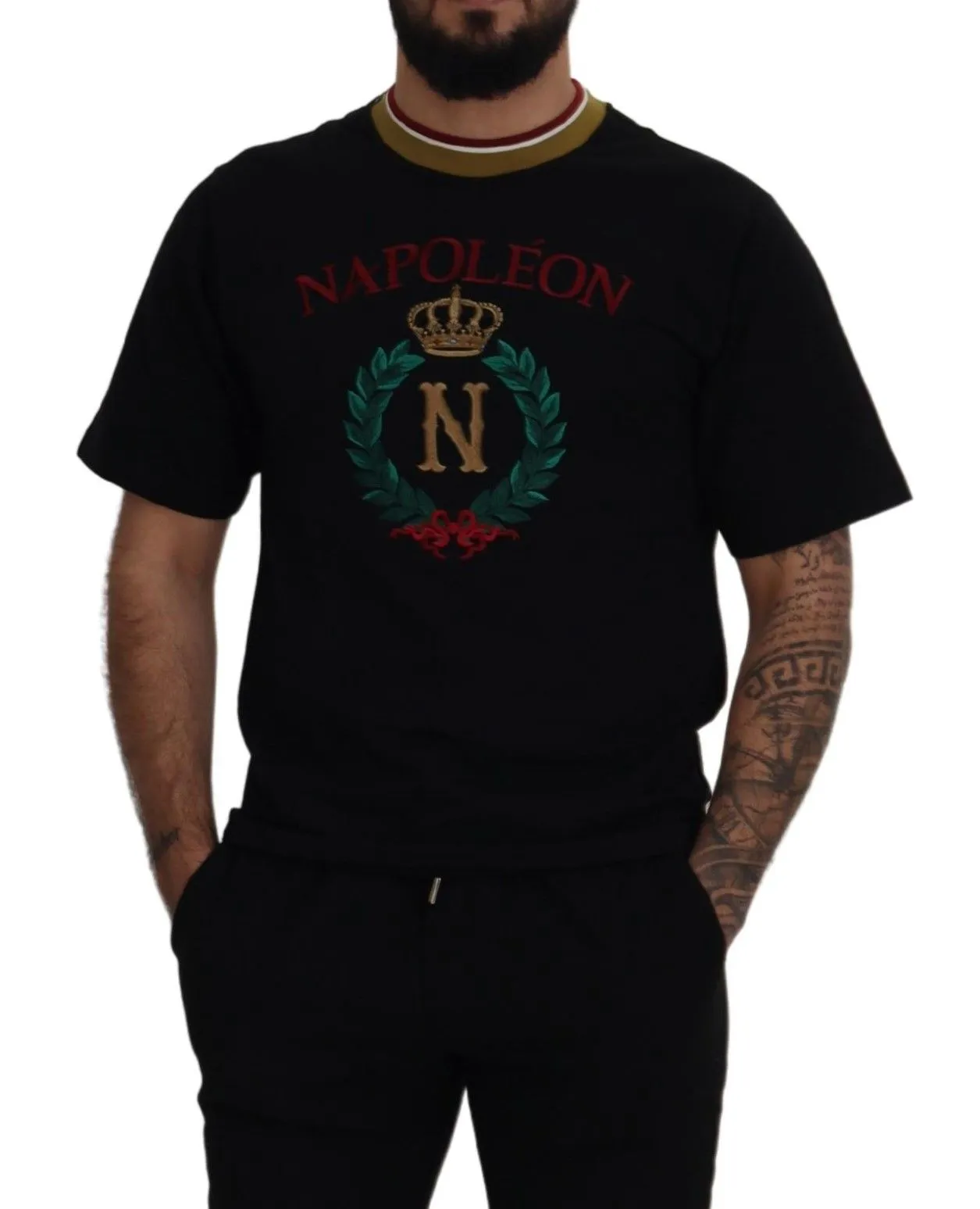 Iconic Black Cotton Crew Neck Tee sold by Louxly product image thumbnail 5