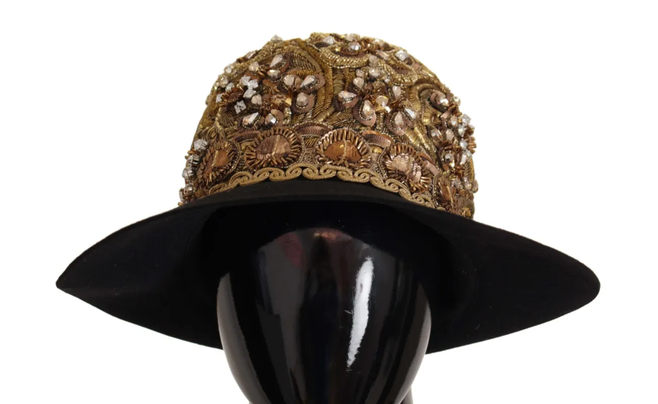 Elegant Black Gold Studded Fedora sold by Louxly