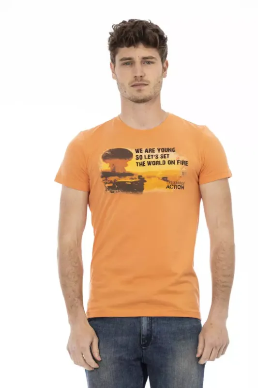 Orange Cotton Men T-Shirt sold by Louxly