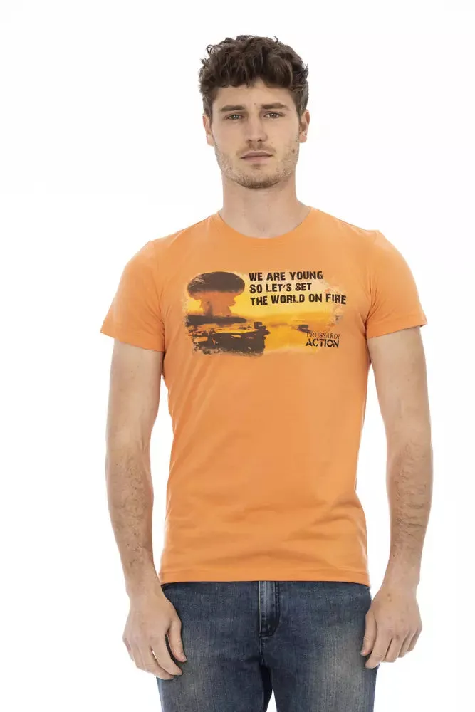 Orange Cotton Men T-Shirt sold by Louxly