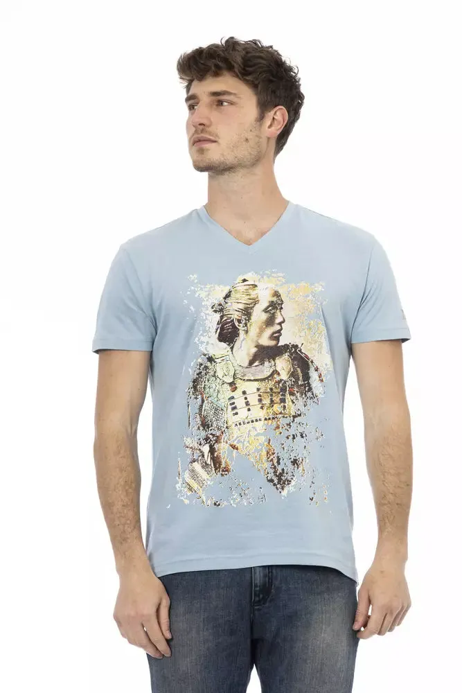Light Blue Cotton Men T-Shirt sold by Louxly