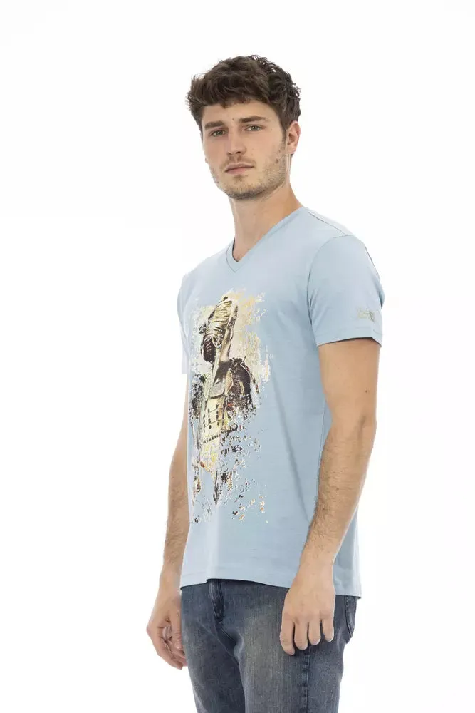 Light Blue Cotton Men T-Shirt sold by Louxly product image thumbnail 2