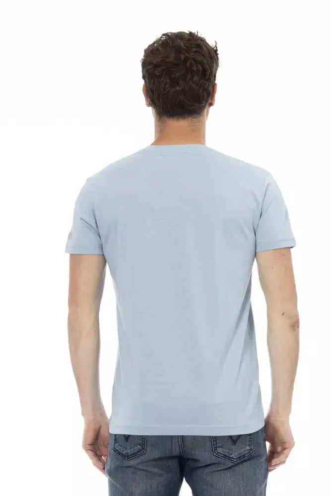 Light Blue Cotton Men T-Shirt sold by Louxly product image thumbnail 3
