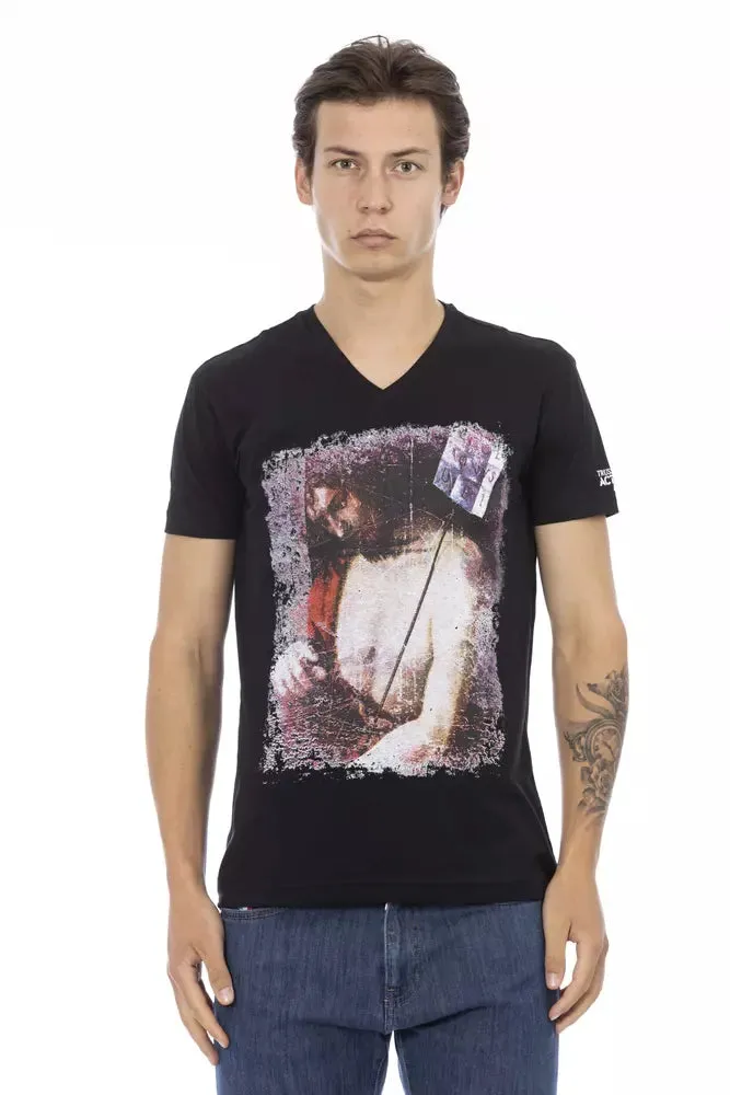Black Cotton Men T-Shirt sold by Louxly