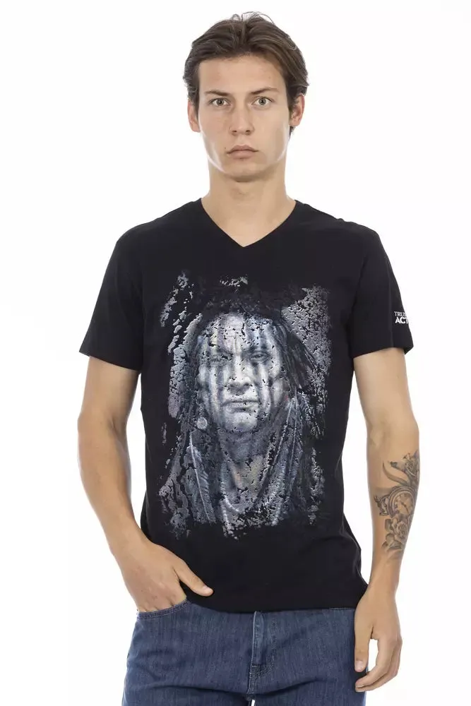 Black Cotton Men's T-Shirt sold by Louxly
