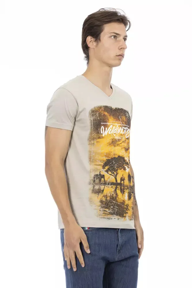 Beige Cotton Men T-Shirt sold by Louxly product image thumbnail 2