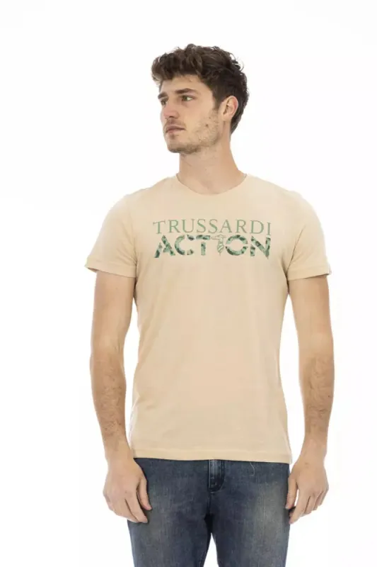 Beige Cotton Men T-Shirt sold by Louxly