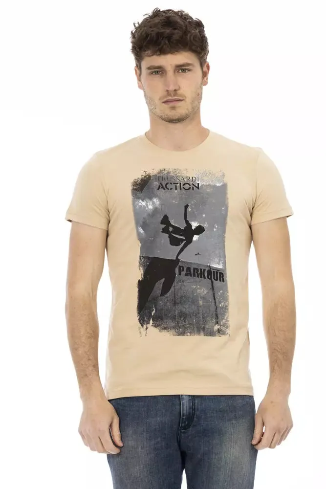 Beige Cotton Men T-Shirt sold by Louxly
