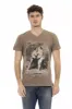 Brown Cotton Men's V-Neck T-Shirt sold by Louxly