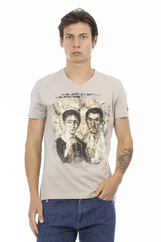 Beige Cotton Men T-Shirt sold by Louxly