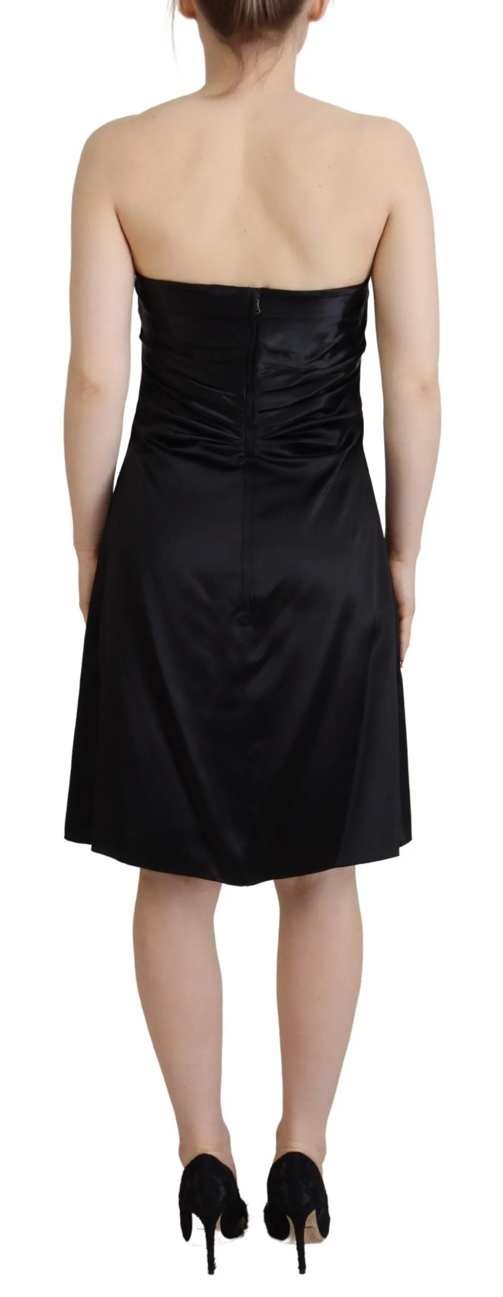 Elegant Black Silk Mini Sleeveless Dress sold by Louxly product image thumbnail 3
