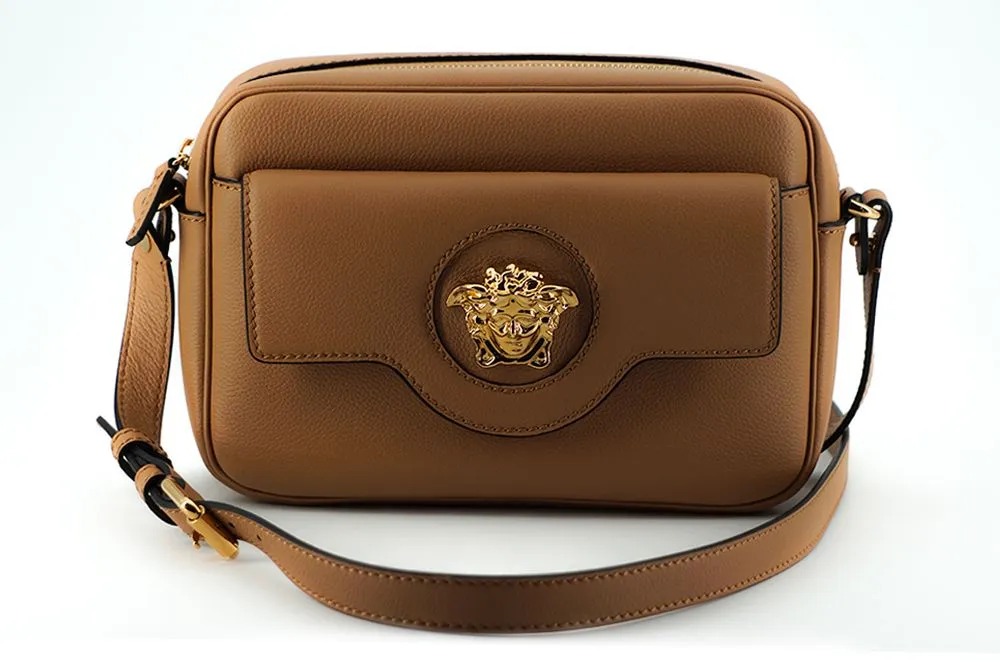 Elegant Brown Leather Camera Case Shoulder Bag sold by Louxly